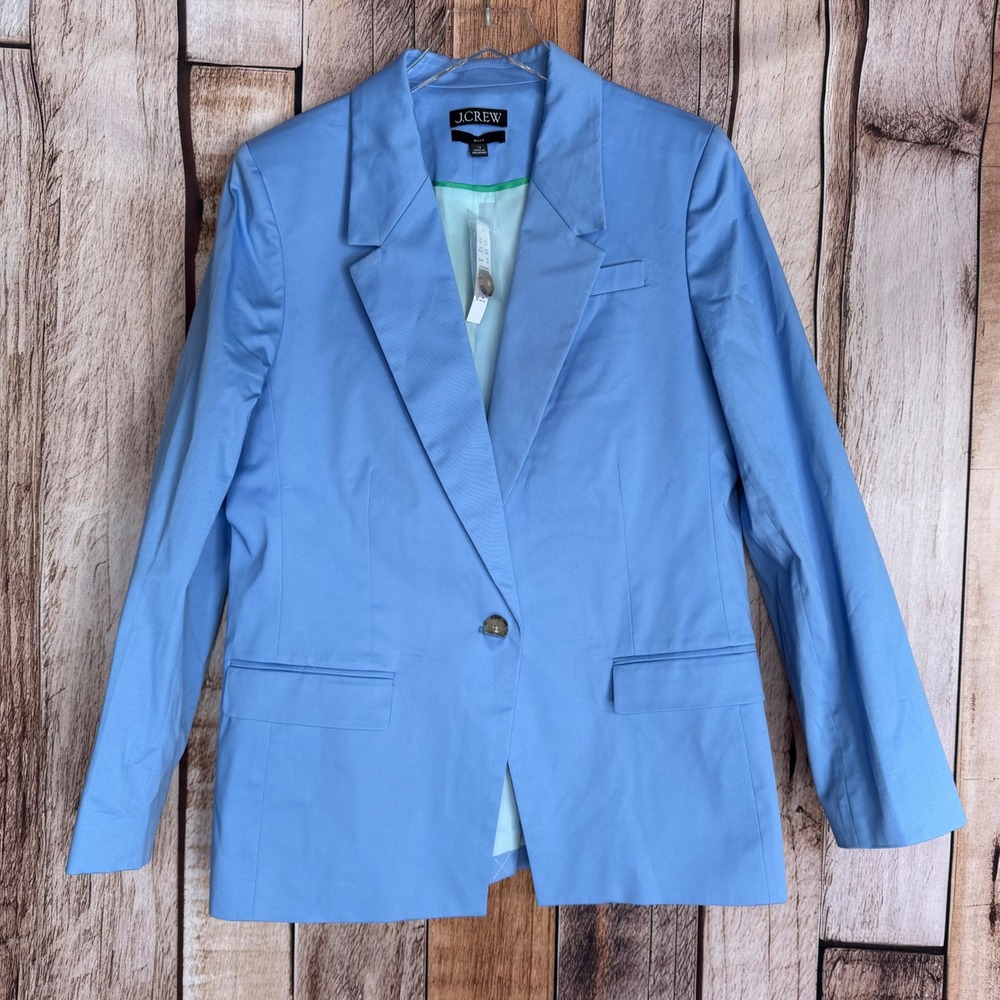 J.Crew Willa Blazer Lightweight Chino Blue Office Workwear Summer Size 12 NWT